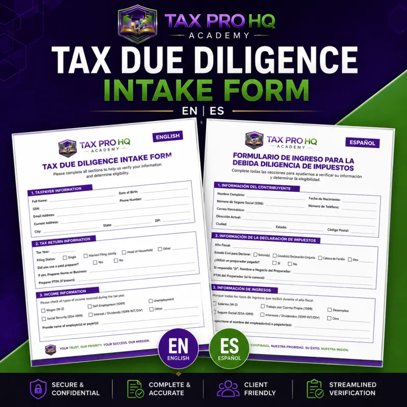 Tax Due Diligence Intake Form (EN | ES)