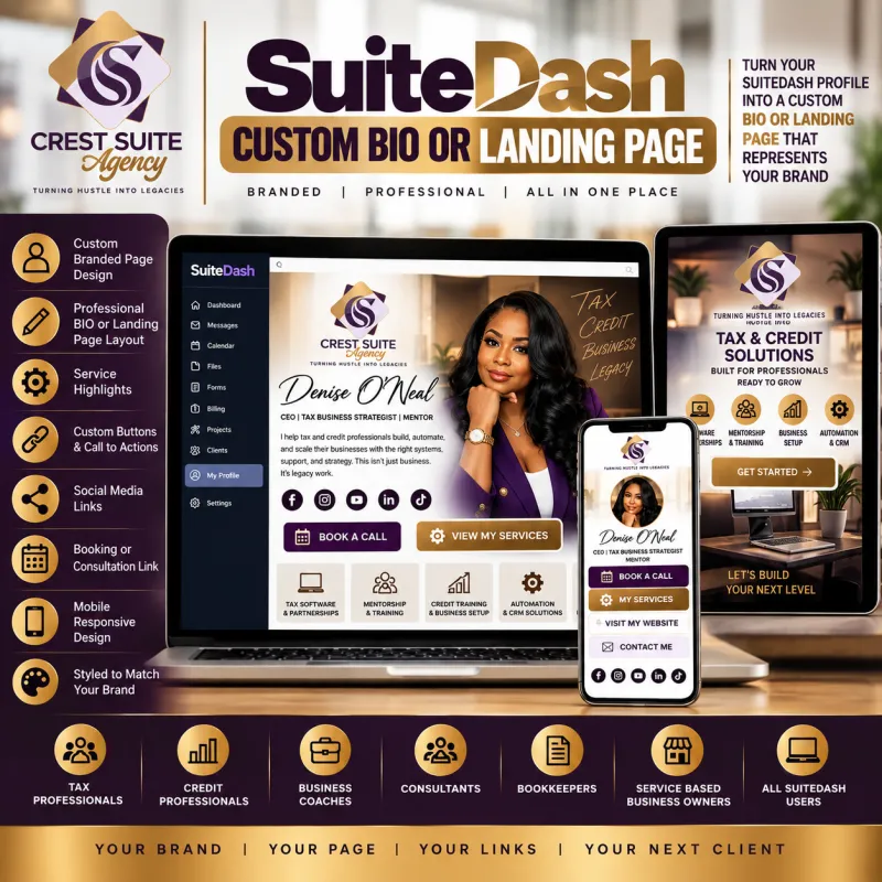 SuiteDash Custom BIO or Landing Page 