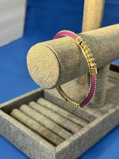 Bracelet- Purple w/ Golden Beads, Thin