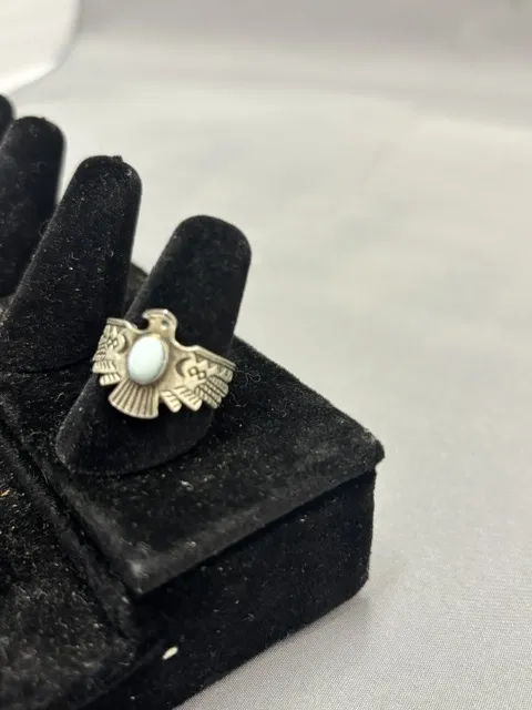 Ring- Silver Bird w/ Blue Stone