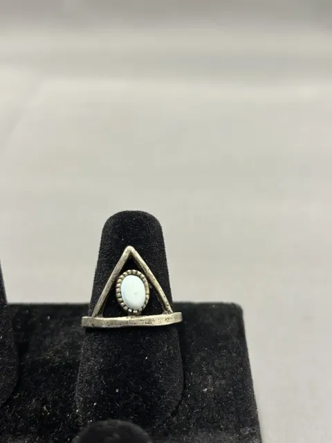 Ring- Silver Triangle w/ Stone