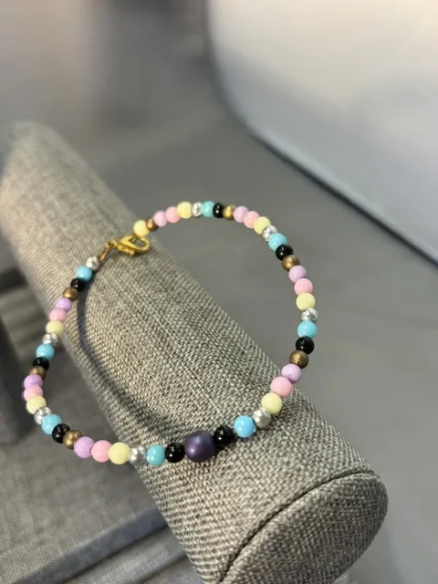 Bracelet- Pale Color and Black Beads