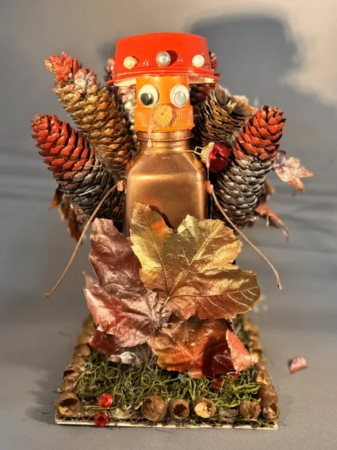 Jar & Pinecone Turkey w/ Red Hat