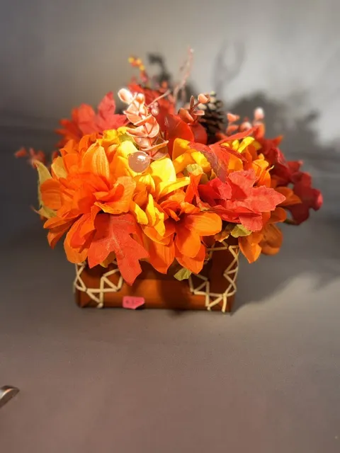Fall Artificial Floral Arrangement in "Wooden Chest"