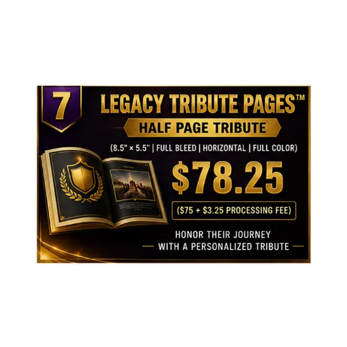 Legacy Tribute Pages™ Half Page - $78.25
