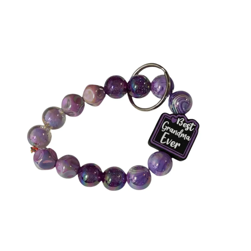 Purple Beaded Key Ring
