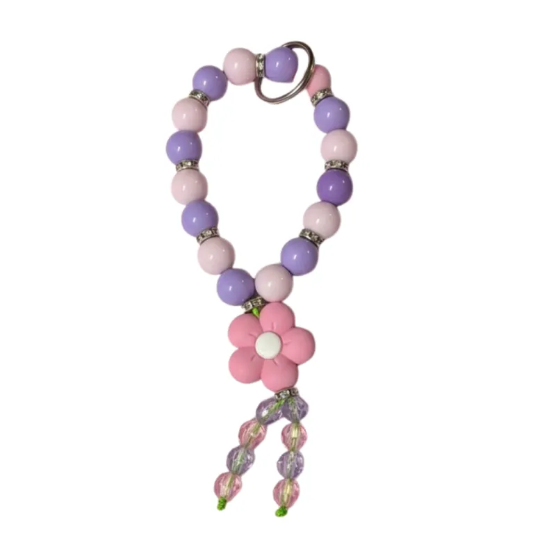 Pink & Purple Beaded Key Ring
