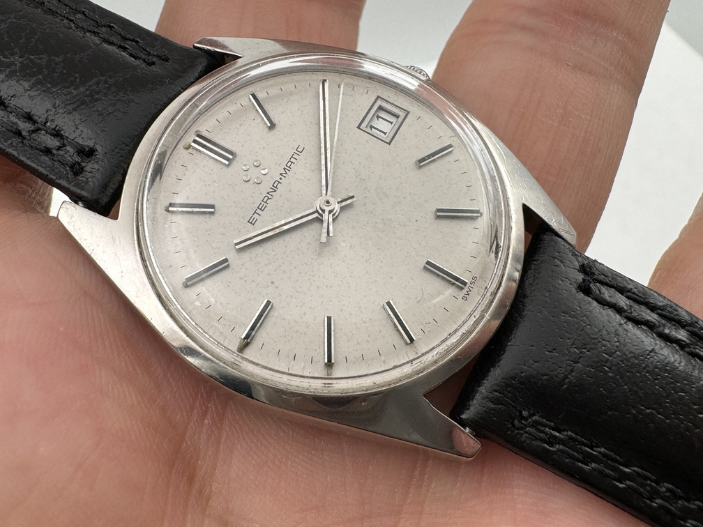 Vintage ETERNA-MATIC 633.2081.41 Silver Date Dial Automatic Cal 12824 - 33 mm