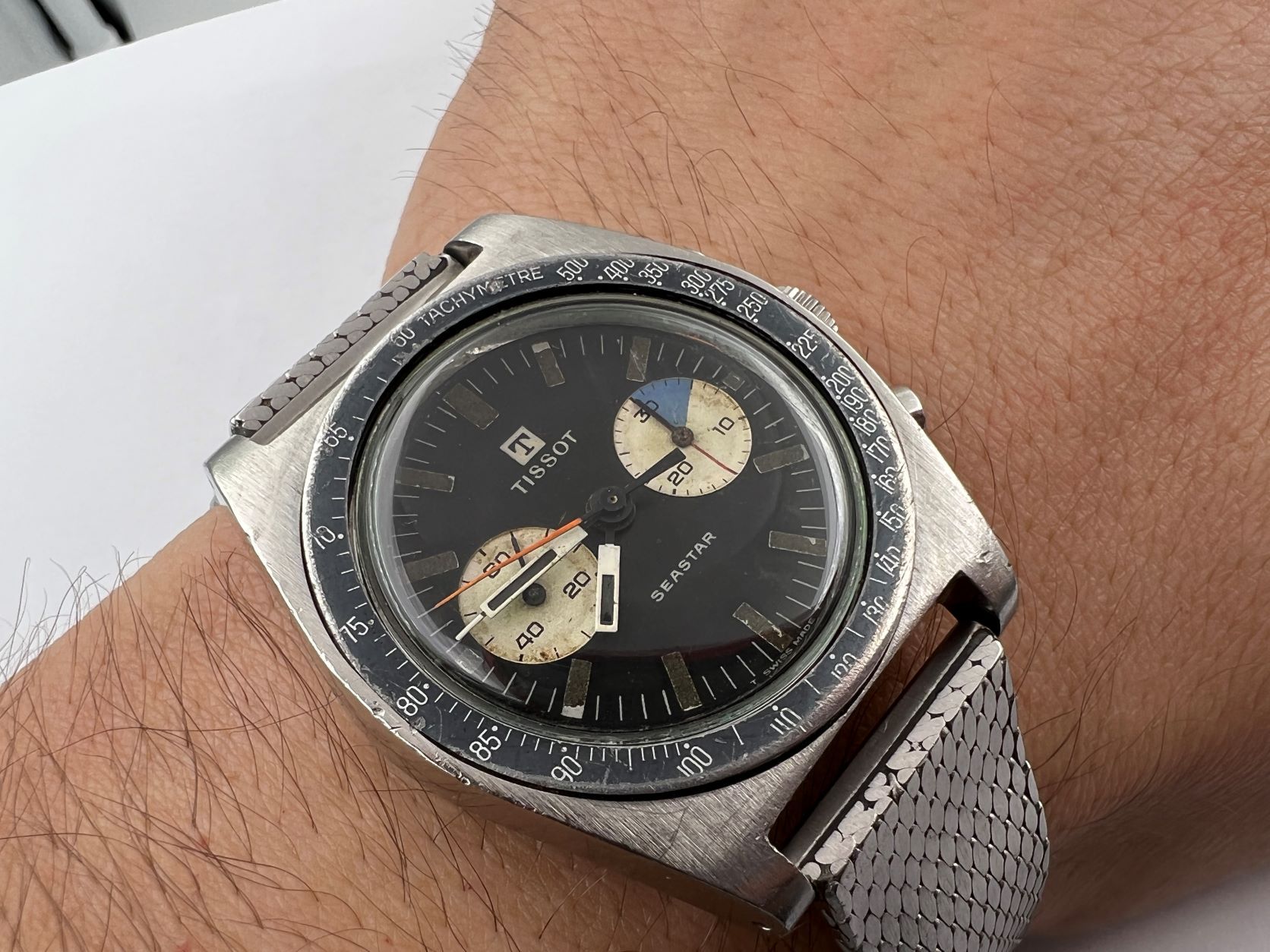VTG TISSOT Seastar 40508-7X Manual Winding Chronograph Cal Lemania 1277 - 36 mm