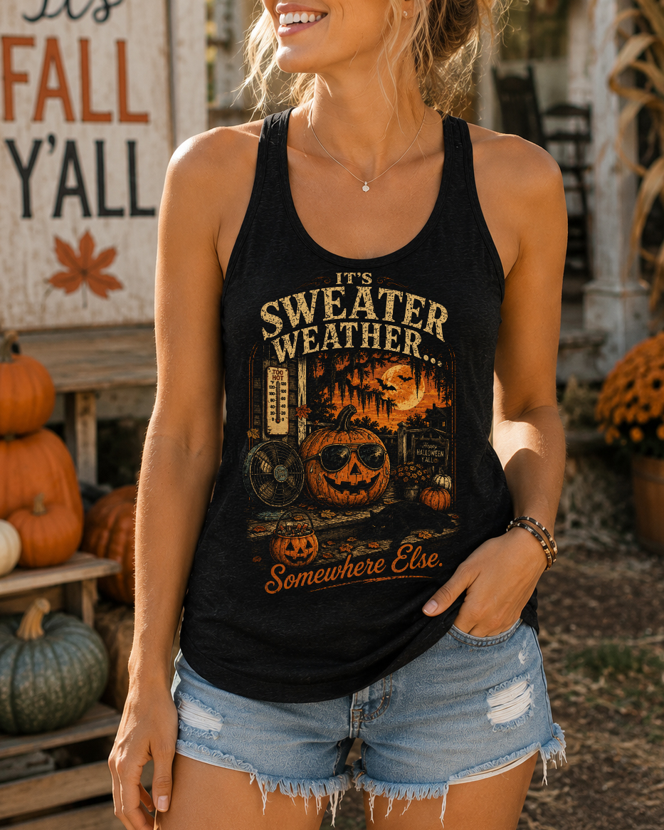 Southern Halloween Sweater Weather Tank Top