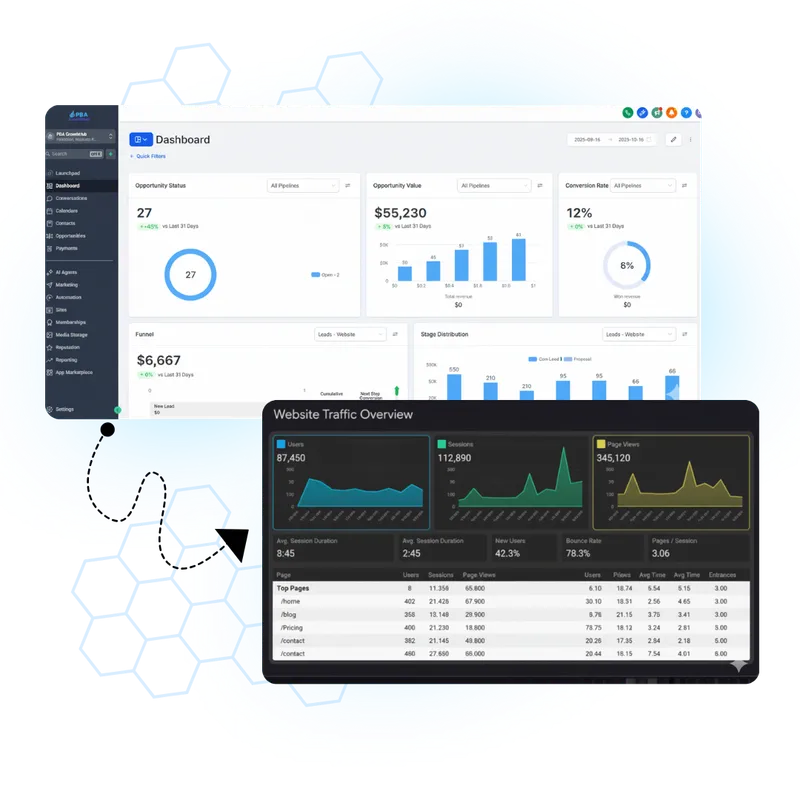 Lead capture and CRM dashboard