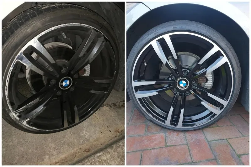 Wheel repair before and after