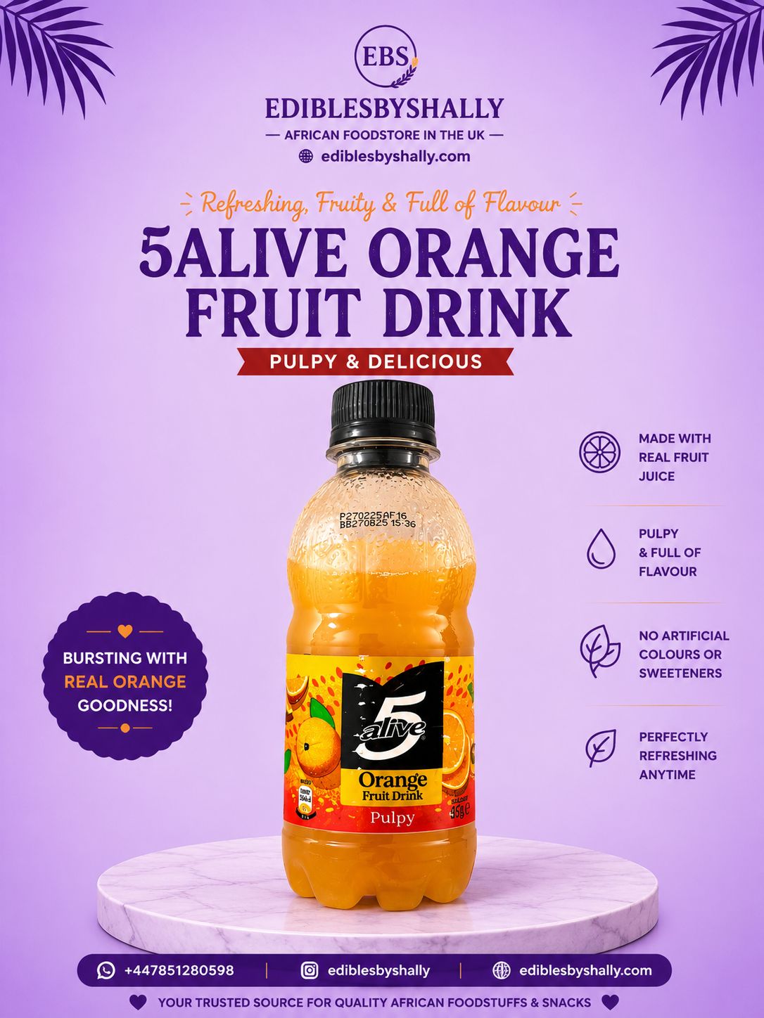 5 Alive Pulpy Orange Drink 85cl