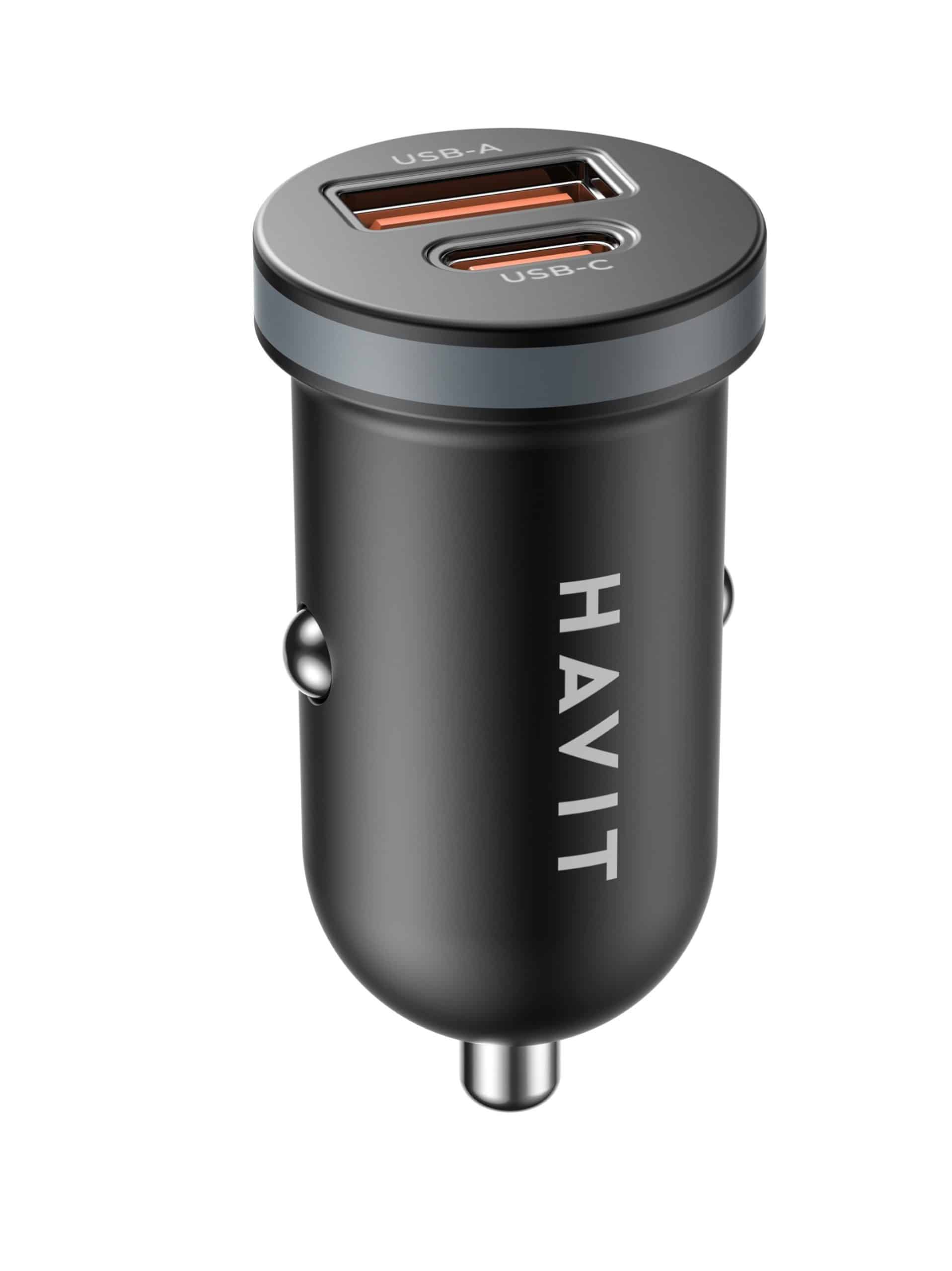 HAVIT CAR CHARGER 30W USB+USB-C Black CC2043