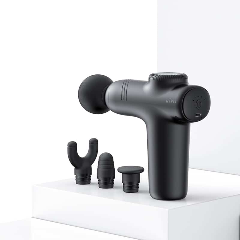 HAVIT MINI MASSAGE GUN WITH 4 MASSAGE HEADS MG1508 BLACK