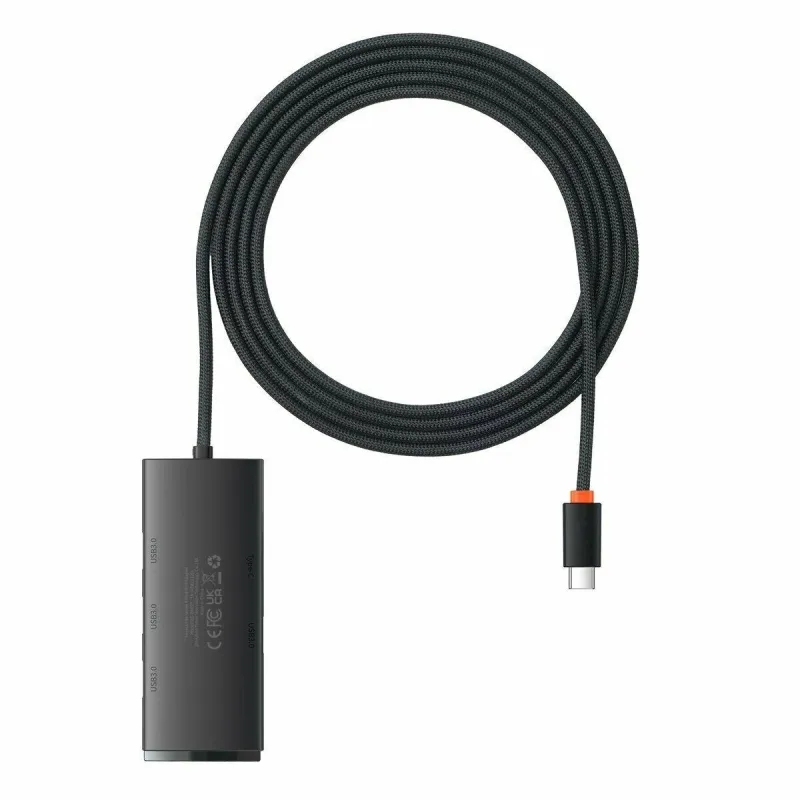 Baseus Lite Series USB-C to 4x USB 3.0 + USB-C Hub, 2m Black