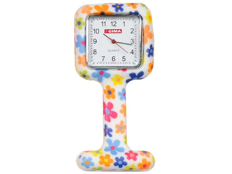 [A00098633] - orologio per infermieri quadrato fantasia fiori Gima