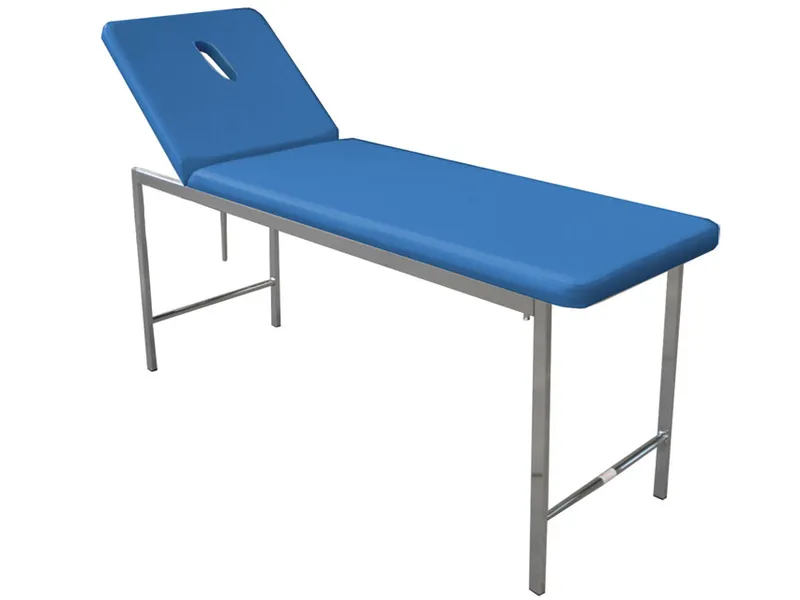 [A00011506] - Lettino visita medica classico cromato tappezzeria standard con foro in skai costampato colore blu Gima