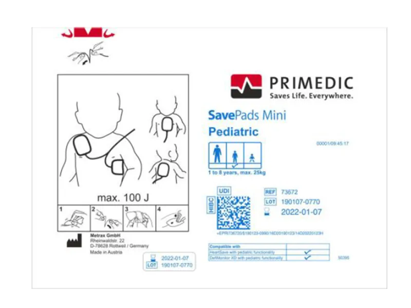[A00071874] - Save pads pediatrici 1-8 anni, max 25kg - gb/it/fr/es