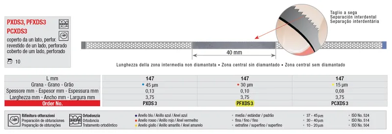 [A00147170] - strisce diamantate pfxds3 0,10mm 30µm - 10pzedenta