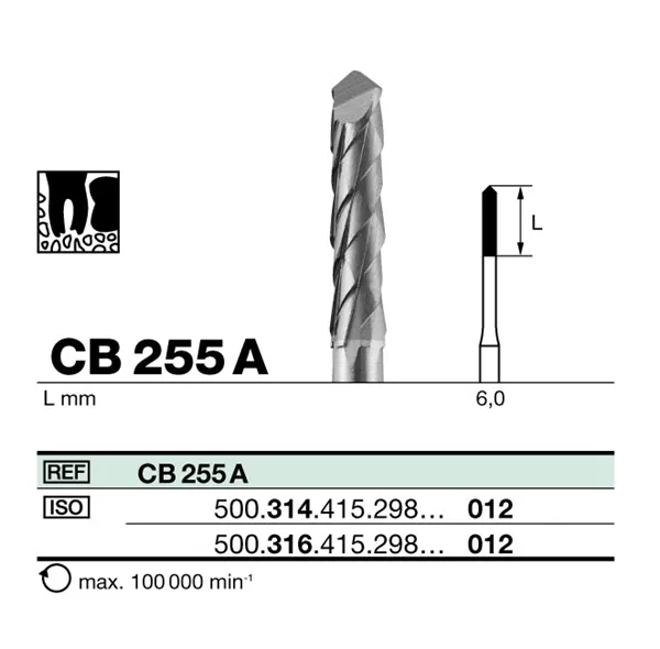[A00124319] - Fresa dz tungsteno figcb255a gambo 314 mis 012 1pz Consorzio ONDA