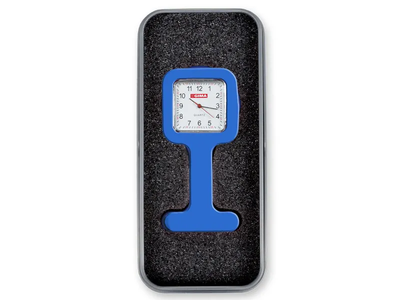 [A00098630] - orologio per infermieri con scatola alluminio quadrato blu Gima
