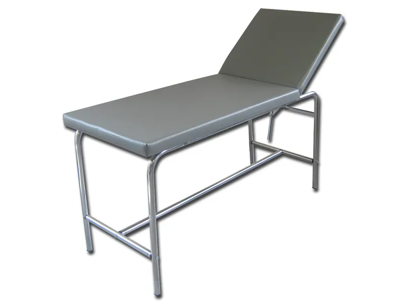 [A00011504] - Lettino visita medica tradizionale con schienale regolabile [W176,0xH78,0xD60,0] tappezzeria STANDARD in skai costampato colore grigio Gima