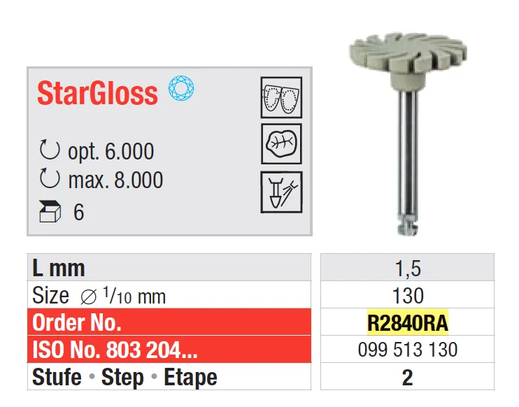 [A00165472] - STARGLOSS R2840 GRIGIO ISO 130 - 6pz EDENTA