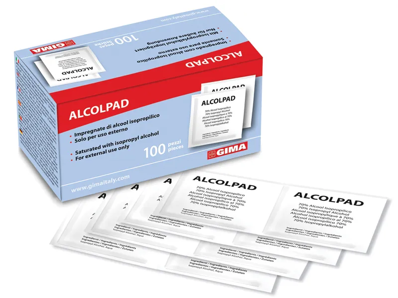 [A00060952] - alcomed alcohol pads - scatola da 100 pads