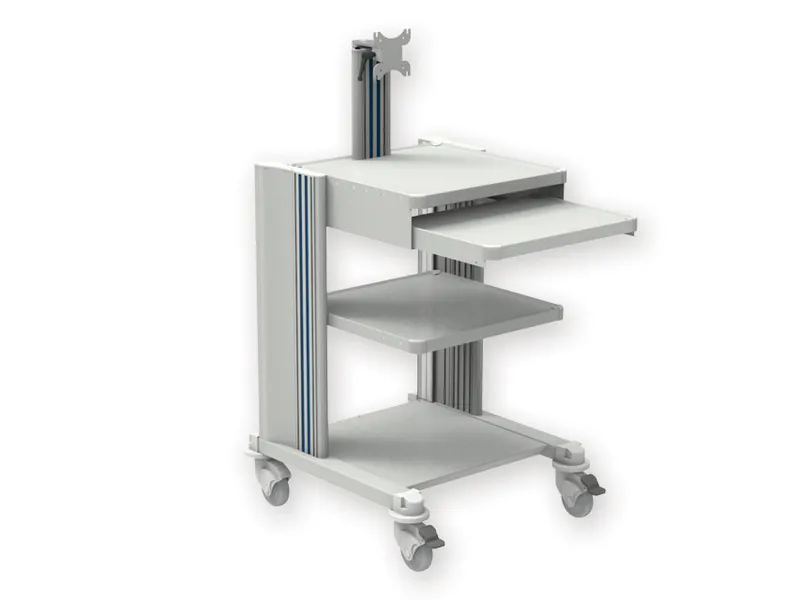 [A00011850] - Carrello pro - 2 ripiani, tastiera, supp. Monitor, cassetto