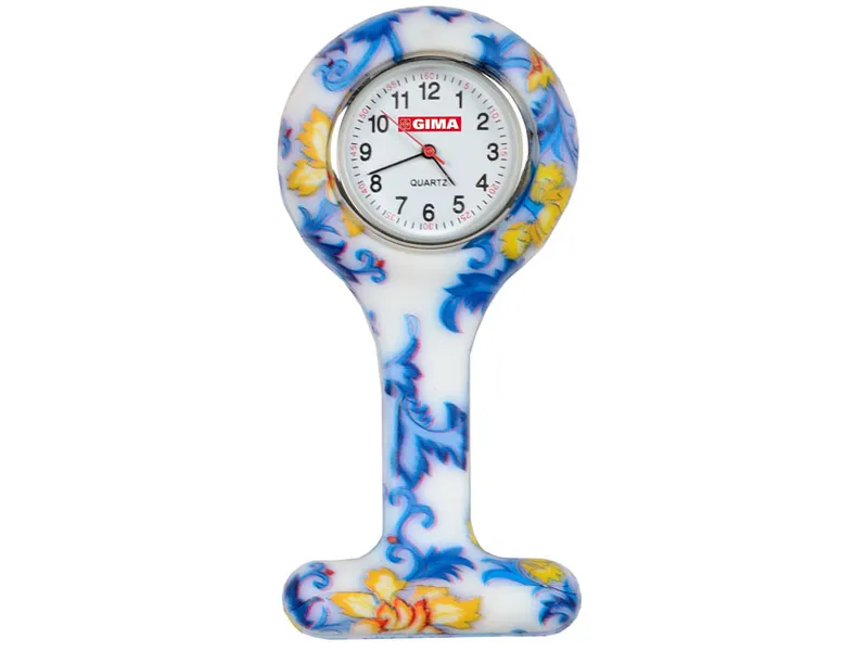 [A00098628] - Orologio per infermieri rotondo fantasia foglie Gima