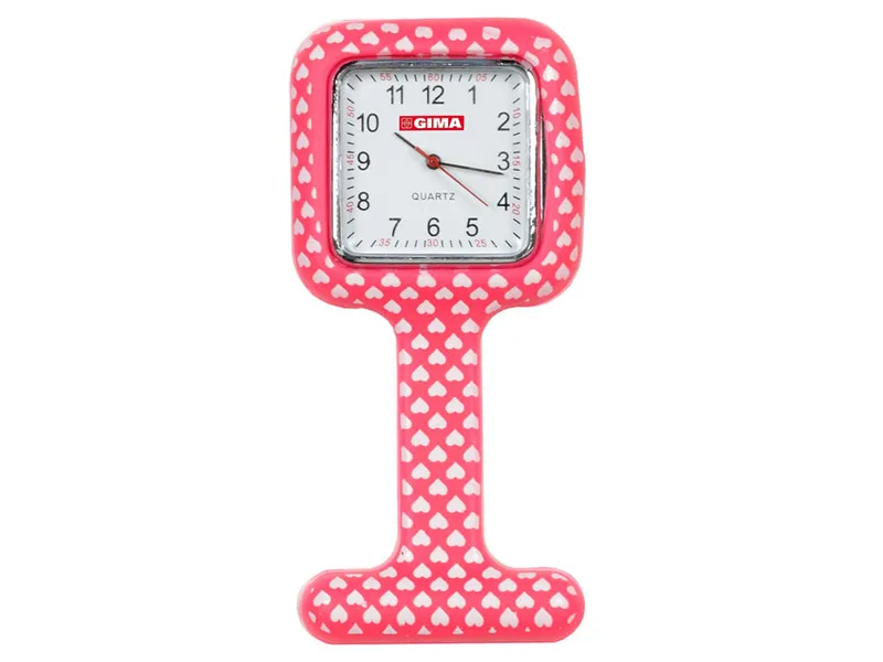 [A00098632] - orologio per infermieri quadrato fantasia cuori Gima