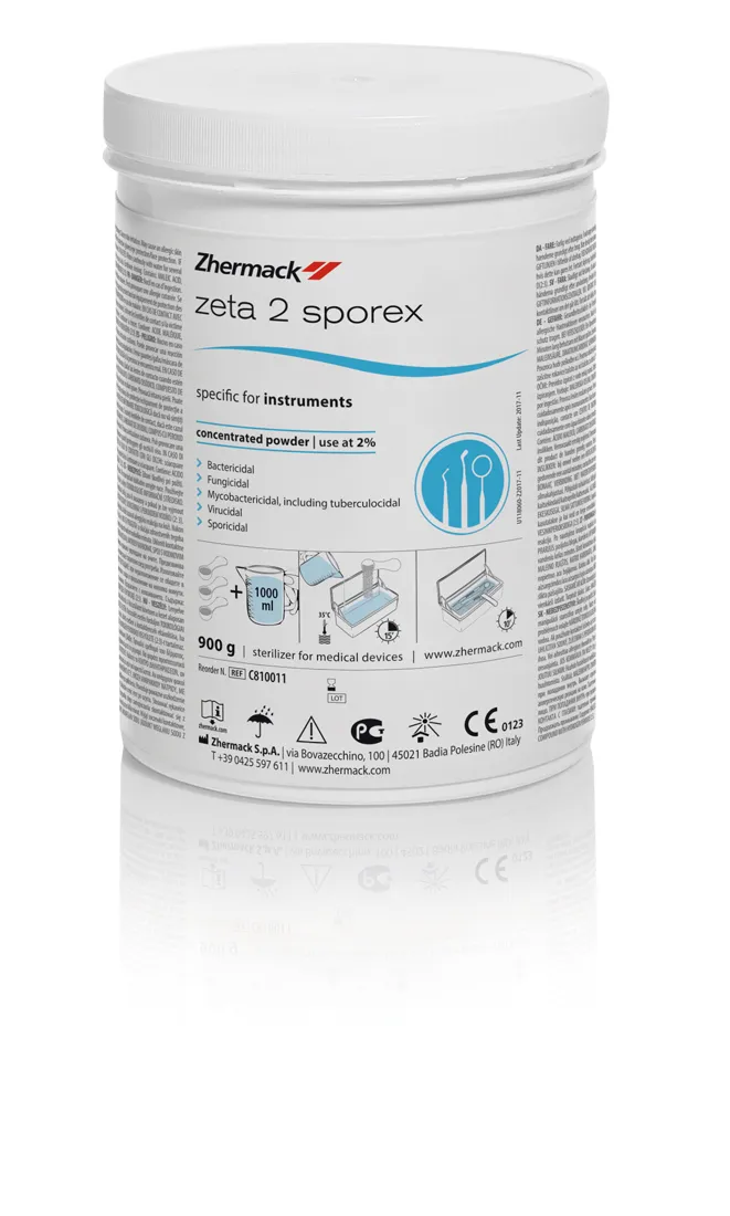 [A00114249] - ZETA 2 SPOREX Disinfettante e sterilizzante a spettro di azione completo in polvere in barattolo [900ml] [C810011] Zhermack