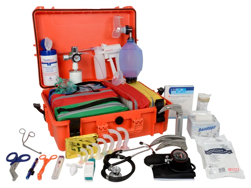 [A00061239] - GIMA 1 Valigia emergenza/pronto soccorso [W55,5xH21,1xD42,8 cm] in plastica IP67 colore arancione [completa] Gima