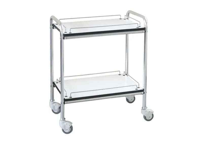 [A00011519] - GIMA 2 PICCOLO Carrello a 2 ripiani bianchi con bordo in PVC con spondine [W060,0xH77,0xD40,0 cm] Gima