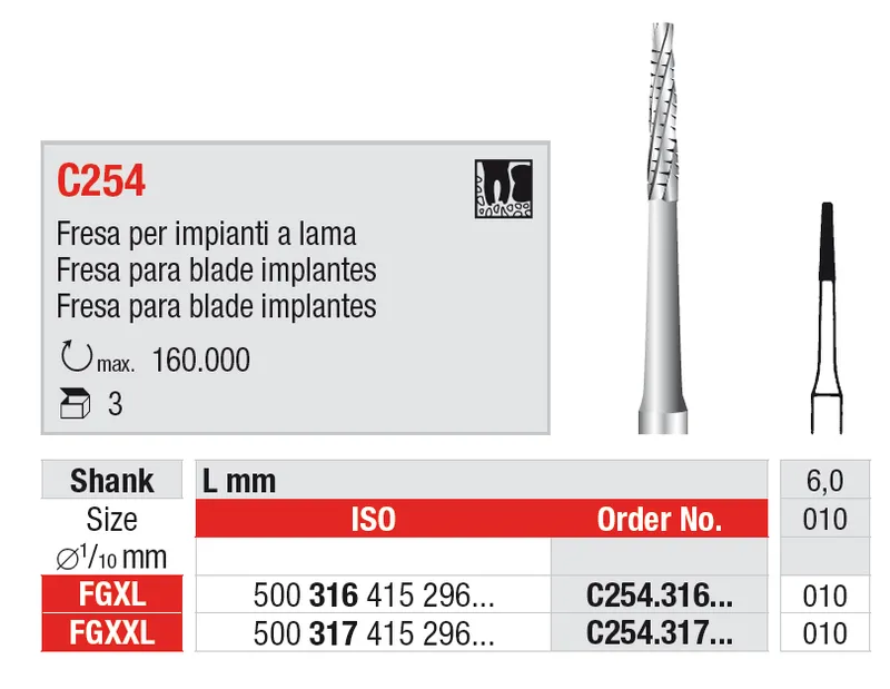 [A00151401] - FRESE PER IMPIANTI A LAMA FGXXL C254.317.010 - 3pz