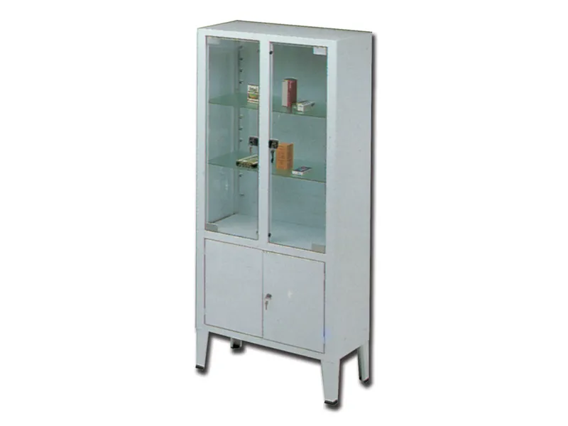 [A00011858] - 27903 Armadio ambulatoriale con due ante in vetro temperato e due ante in metallo con chiusura [W075,0xH169,0xD38,0 cm] Gima