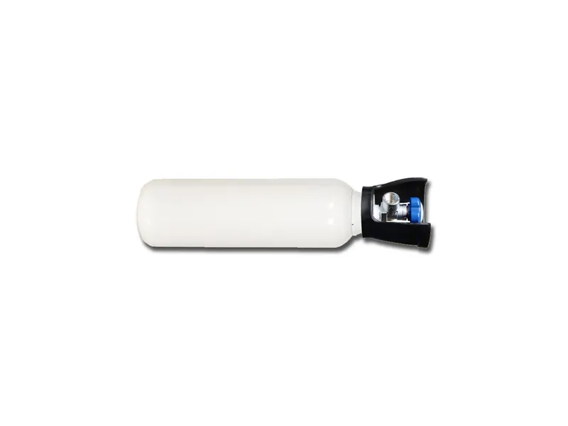 [A00013744] - Bombola Ossigeno [5,0 l] completa di gruppo valvola dosatrice [riduttore] British Standard [Bull Nose] Gima