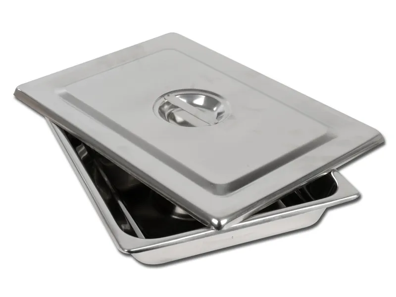 [A00011040] - Vassoio+coperchio inox 355x254x50 mm
