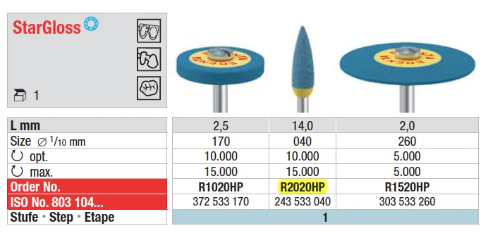 [A00140793] - star gloss per hp - fiamma 040 ø1/10mm - blu 1° paedenta