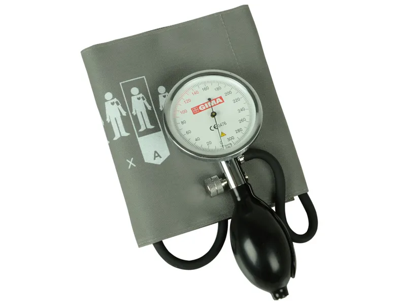 [A00012891] - SIRIO Sfigmomanometro aneroide classico per adulti con bracciale in tessuto grigio/verde Gima