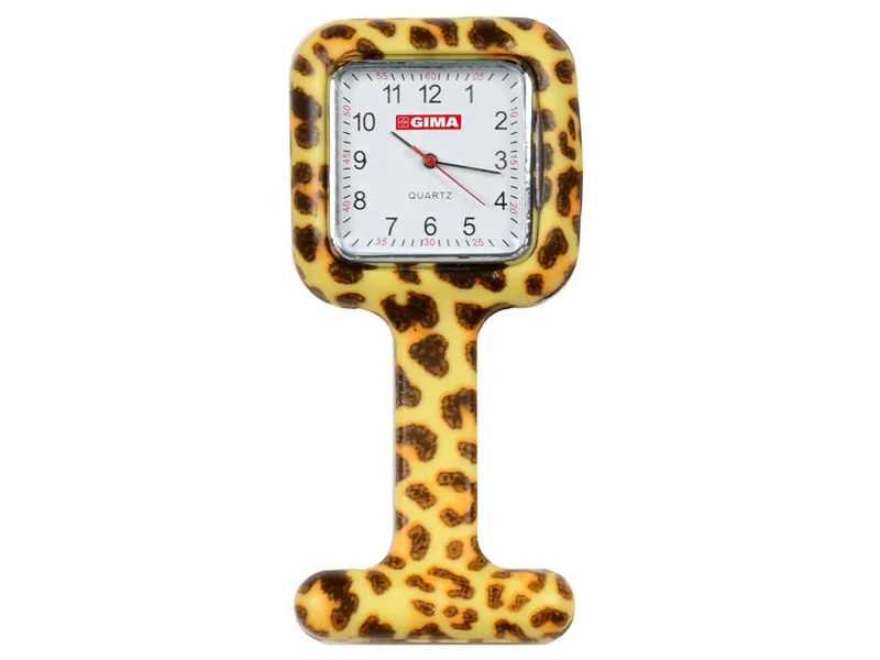 [A00098634] - orologio per infermieri quadrato fantasia leopardo Gima