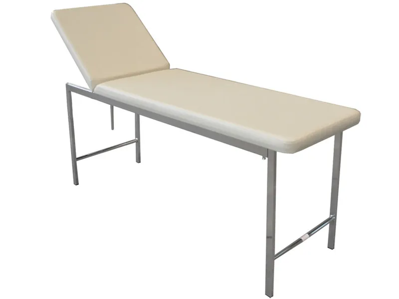 [A00011505] - Lettino visita medica classico cromato tappezzeria standard senza foro in skai costampato colore beige Gima