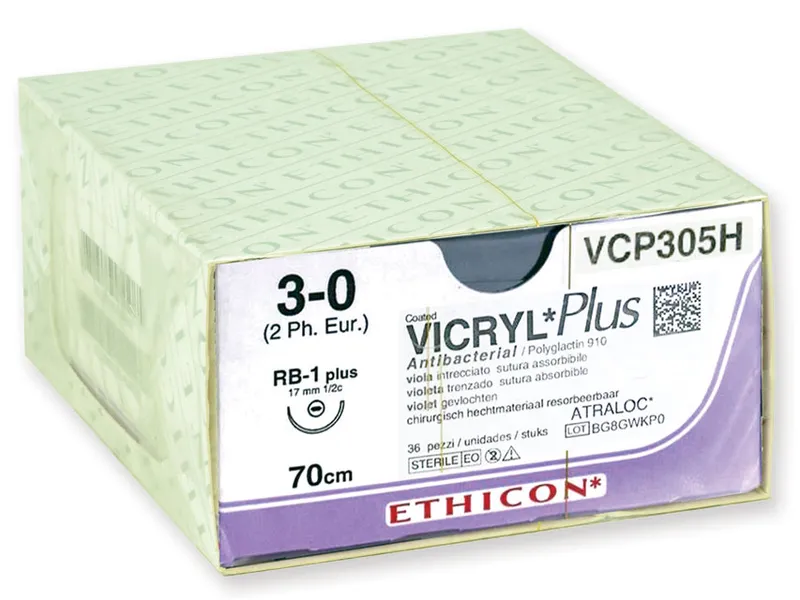 [A00098857] - sutura assorbibile ethicon vicryl plus 3/0 ago 17 mm Gima