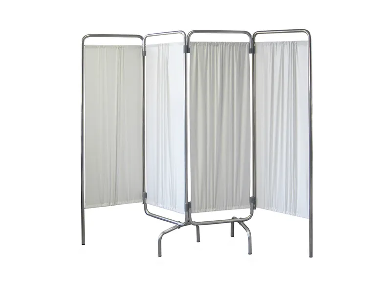 [A00011891] - Paravento a 4 ante con tende in plastica lavabile e piedi d'appoggio senza ruote [W200,0xH170,0 cm] Gima