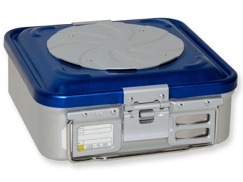 [A00014042] - Container con valvola piccolo h100 mm - blu forato