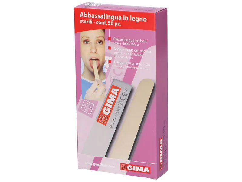 [A00009966] - ABBASSALINGUA in legno sterili Gima