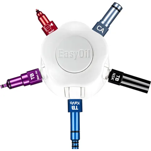 [A00001286] - EASYOIL Testina nebulizzatrice multipla [max. 5 adattatori] per lubrificazione manipoli completa di adattatore per contrangolo ISO/E-Type e adattatore per rotori e pinze manipoli Silver