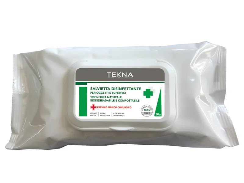[A00013983] - TEKNA Salviette disinfettanti [12x50 flowpack] pronte all'uso per detergere e disinfettare oggetti e superfici Gima