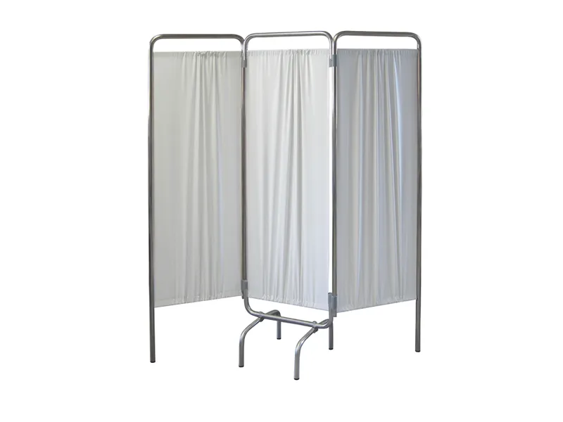 [A00011889] - Paravento a 3 ante con tende in plastica lavabile e piedi d'appoggio senza ruote [W150,0xH170,0 cm] Gima